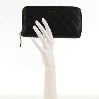 Chanel Caviar Quilted Large Gusset Zip Around Wallet Black 2 of 9