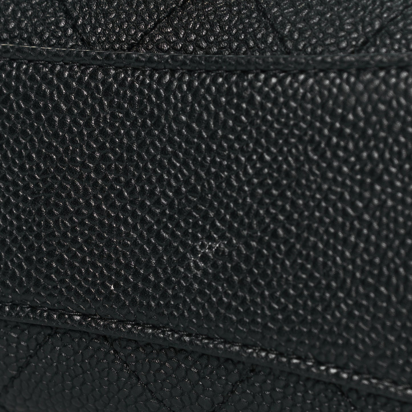 Grained Calfskin Small Stitched Flap Black