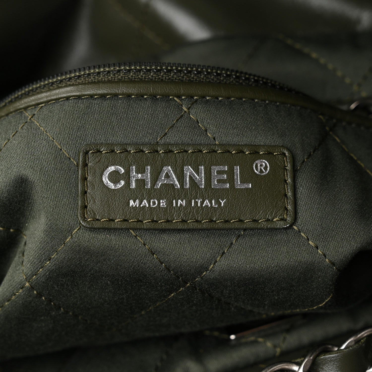 Chanel Shiny Calfskin Quilted Chanel 22 Khaki 7 of 11