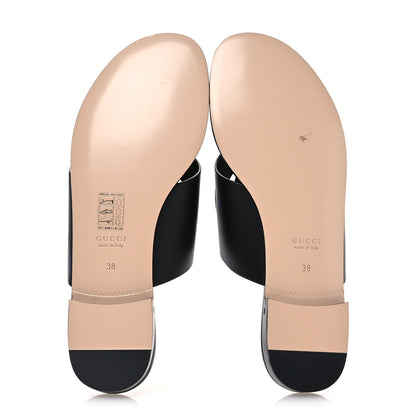 Gucci Sierra Calfskin Interlocking G Cut Out Thong Sandals 38 Black 6 of 8