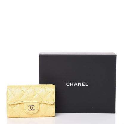 Chanel Iridescent Caviar Quilted Classic 4 Key Holder Wallet Yellow 9 of 9
