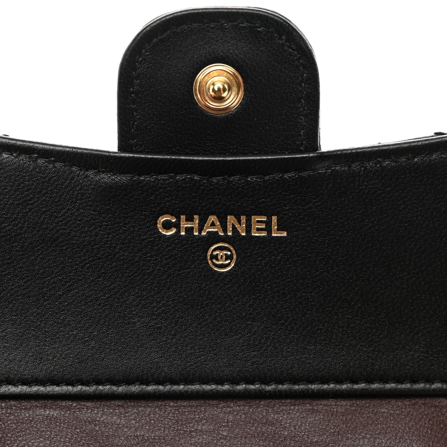 Lambskin Quilted Compact Flap Wallet Black