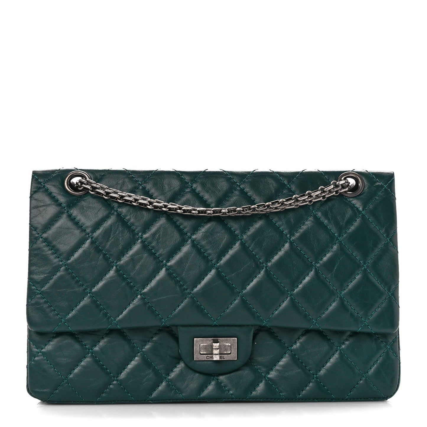 Aged Calfskin Quilted 2.55 Reissue 226 Flap Green