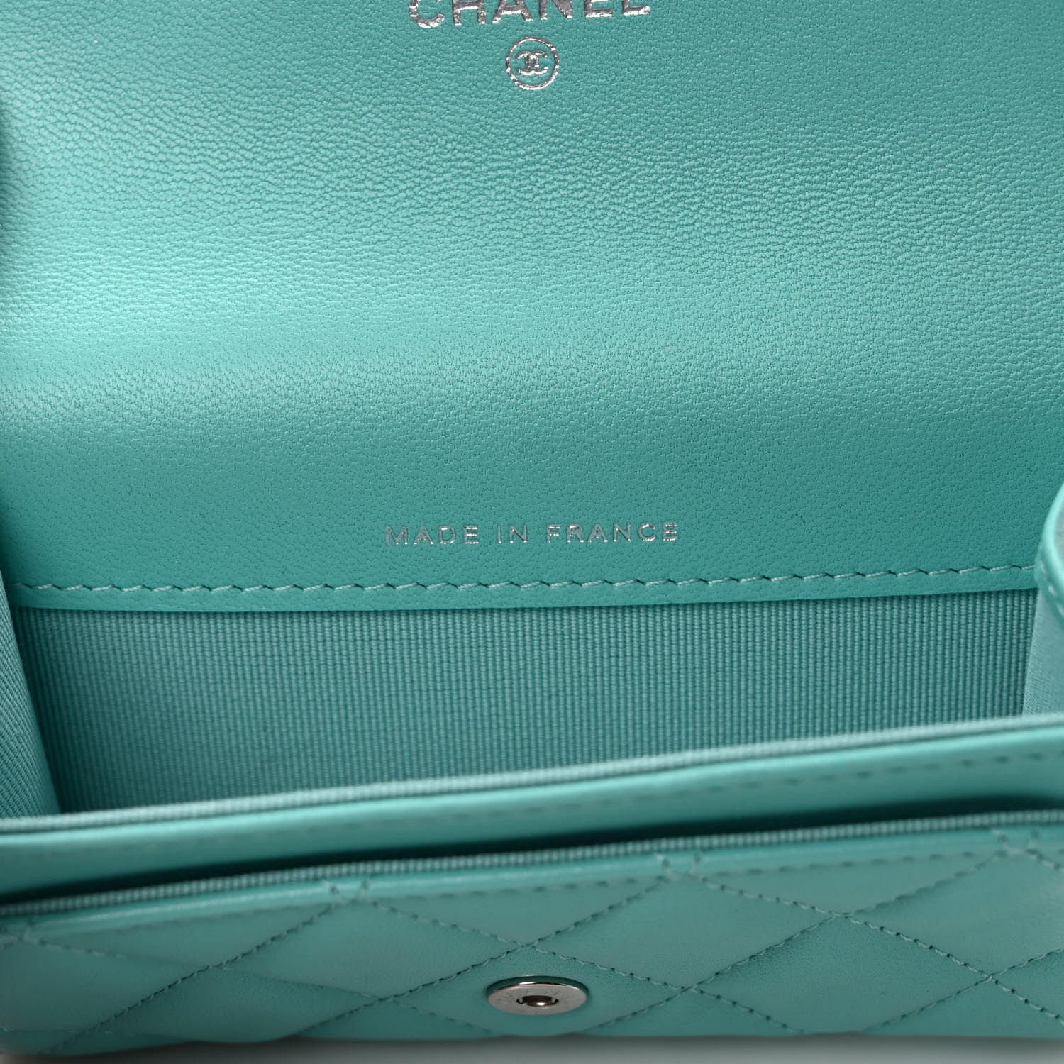 Chanel Lambskin Quilted Flap Card Holder Wallet Turquoise 7 of 8