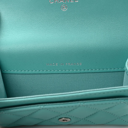 Chanel Lambskin Quilted Flap Card Holder Wallet Turquoise 7 of 8