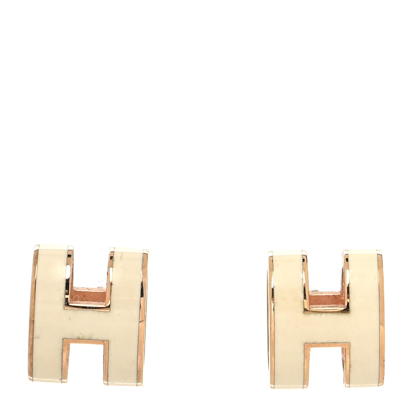 Gold Lacquered Pop H Earrings White