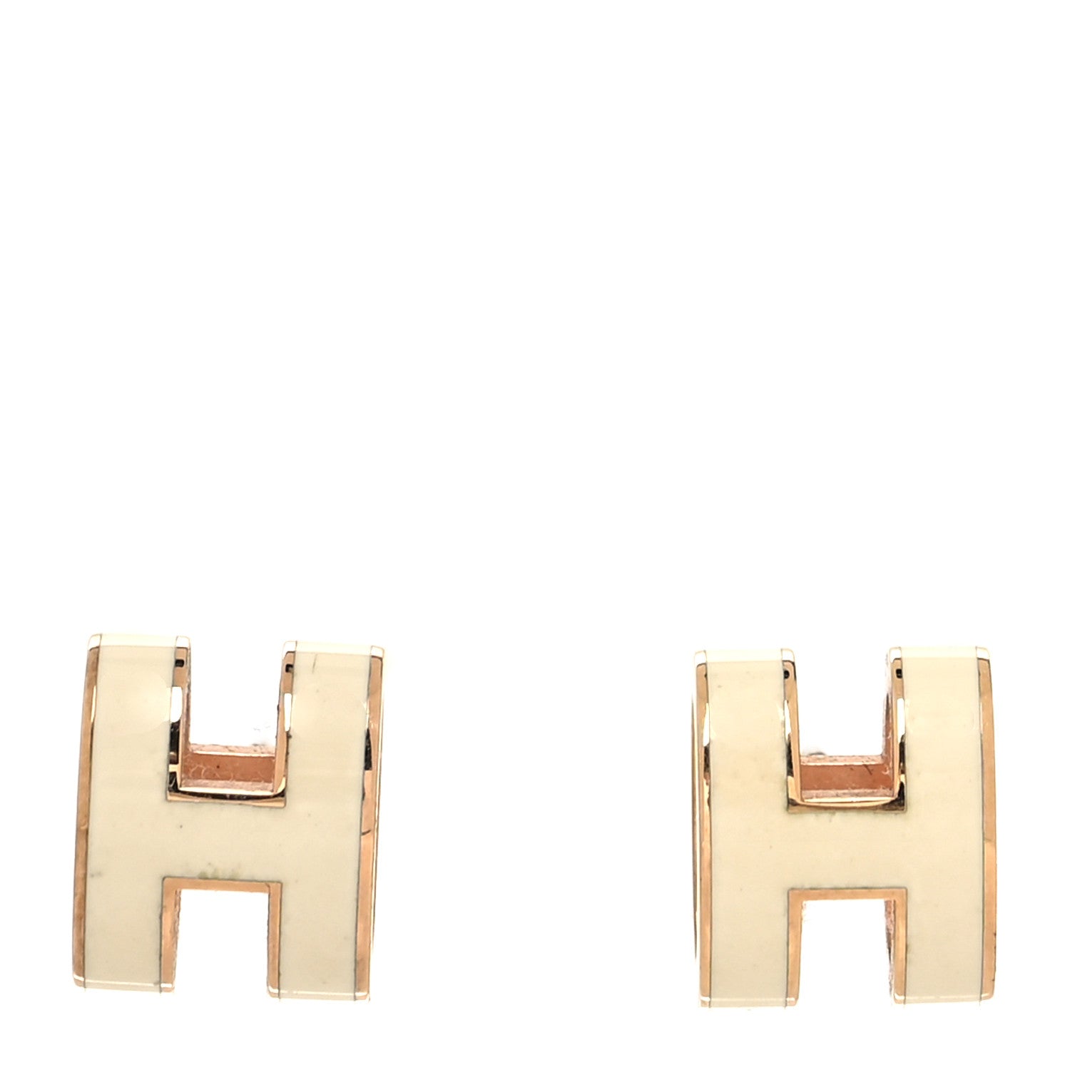Hermes Gold Lacquered Pop H Earrings White 1 of 6