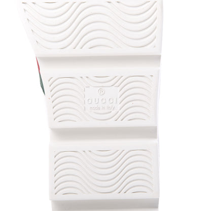 Gucci Calfskin Web Bee Embroidered Womens Ace Platform Sneakers 38.5 White 6 of 8
