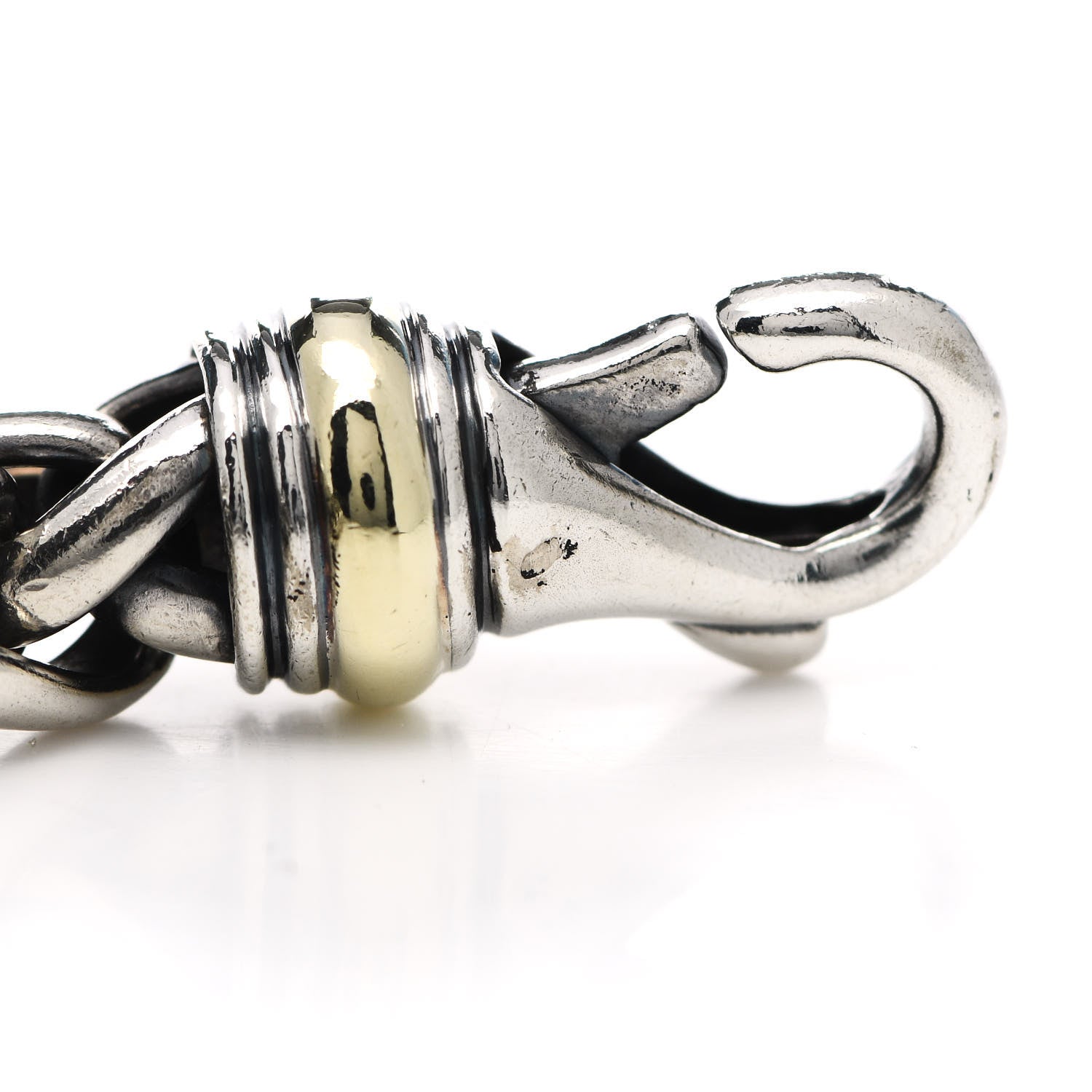 David Yurman Sterling Silver 14K Yellow Gold 8mm Wheat Chain Bracelet 5 of 5