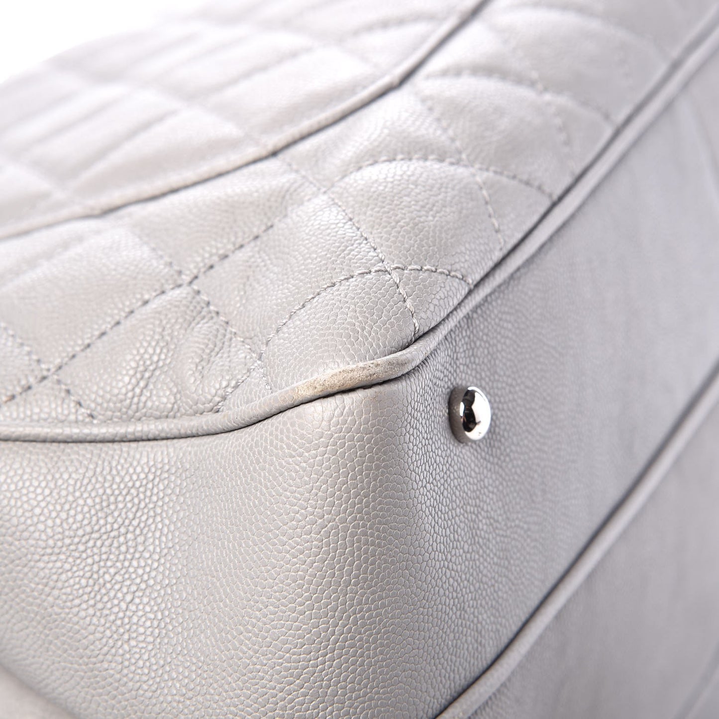 Caviar Quilted Top Handle Shopping Tote Grey