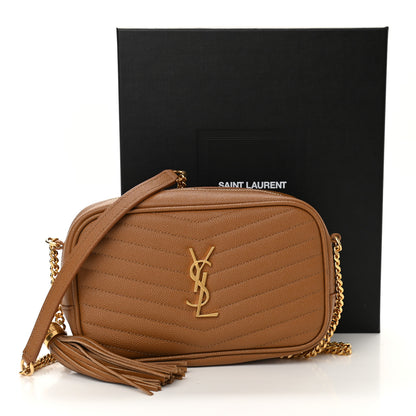 Saint Laurent Grain De Poudre Matelasse Monogram Mini Lou Camera Bag Dark Natural 10 of 11
