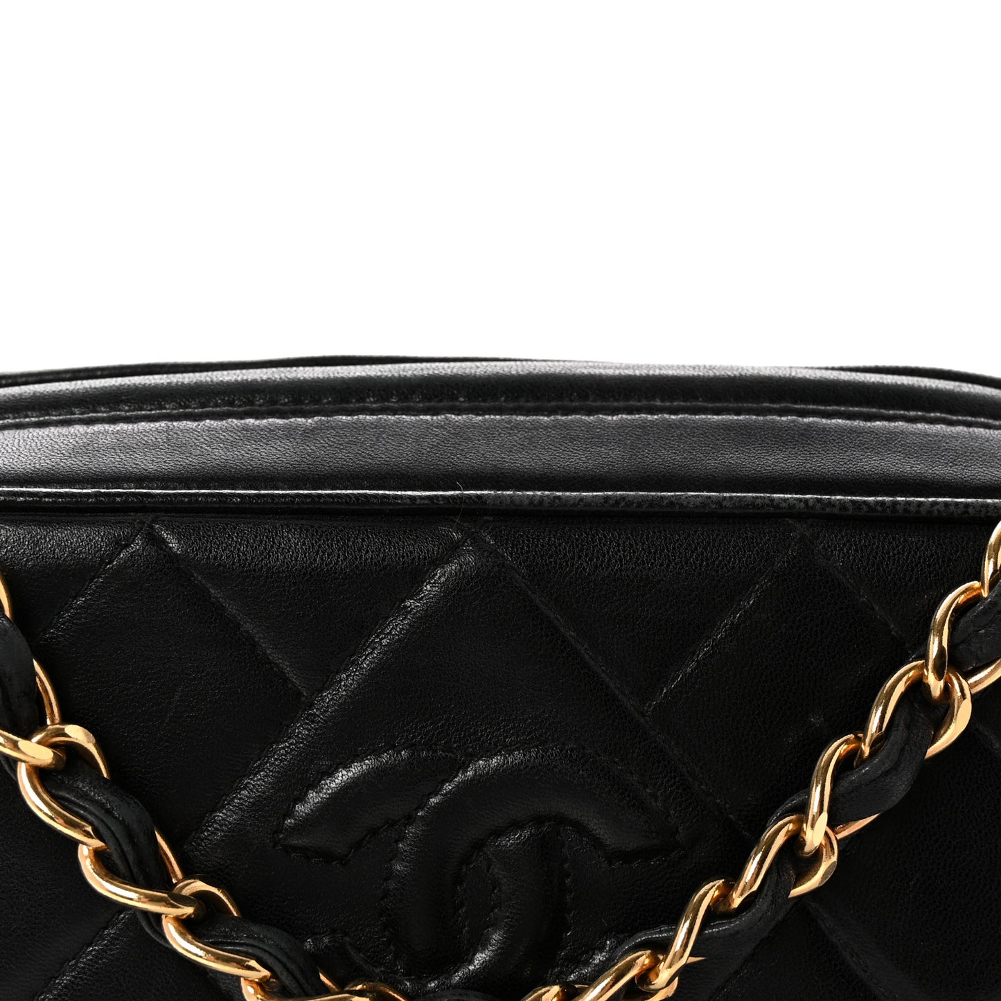 Lambskin Quilted CC Tassel Camera Case Black