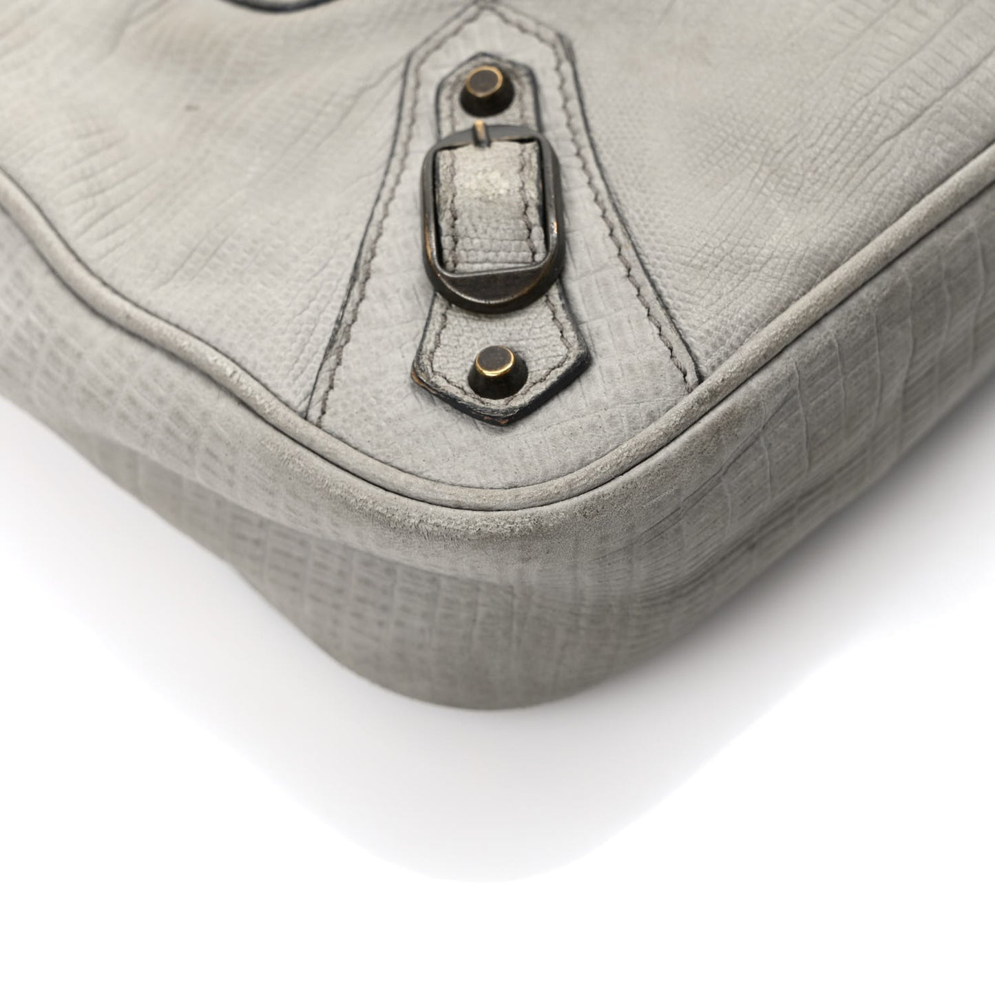 Agneau Lizard Embossed Classic Hardware Hip Gris Clair