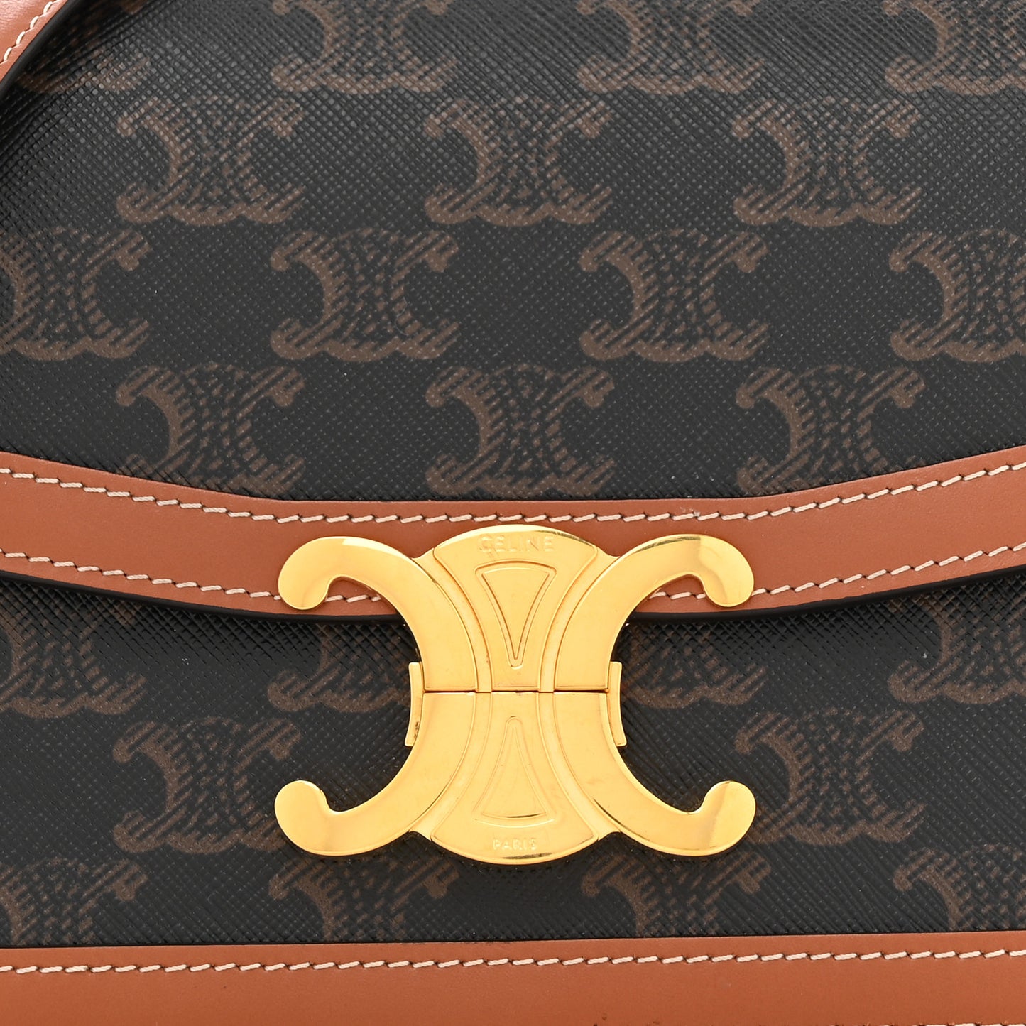 Calfskin Triomphe Canvas Teen Triomphe Bag Tan