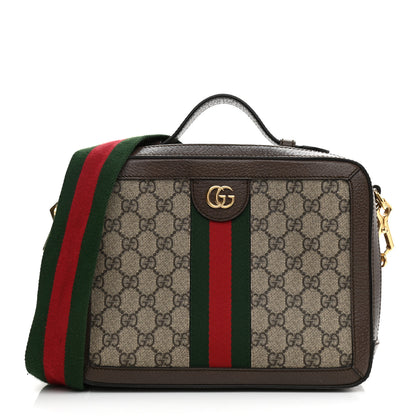 Gucci GG Supreme Monogram Web Small Ophidia Top Handle Shoulder Bag Brown 1 of 13