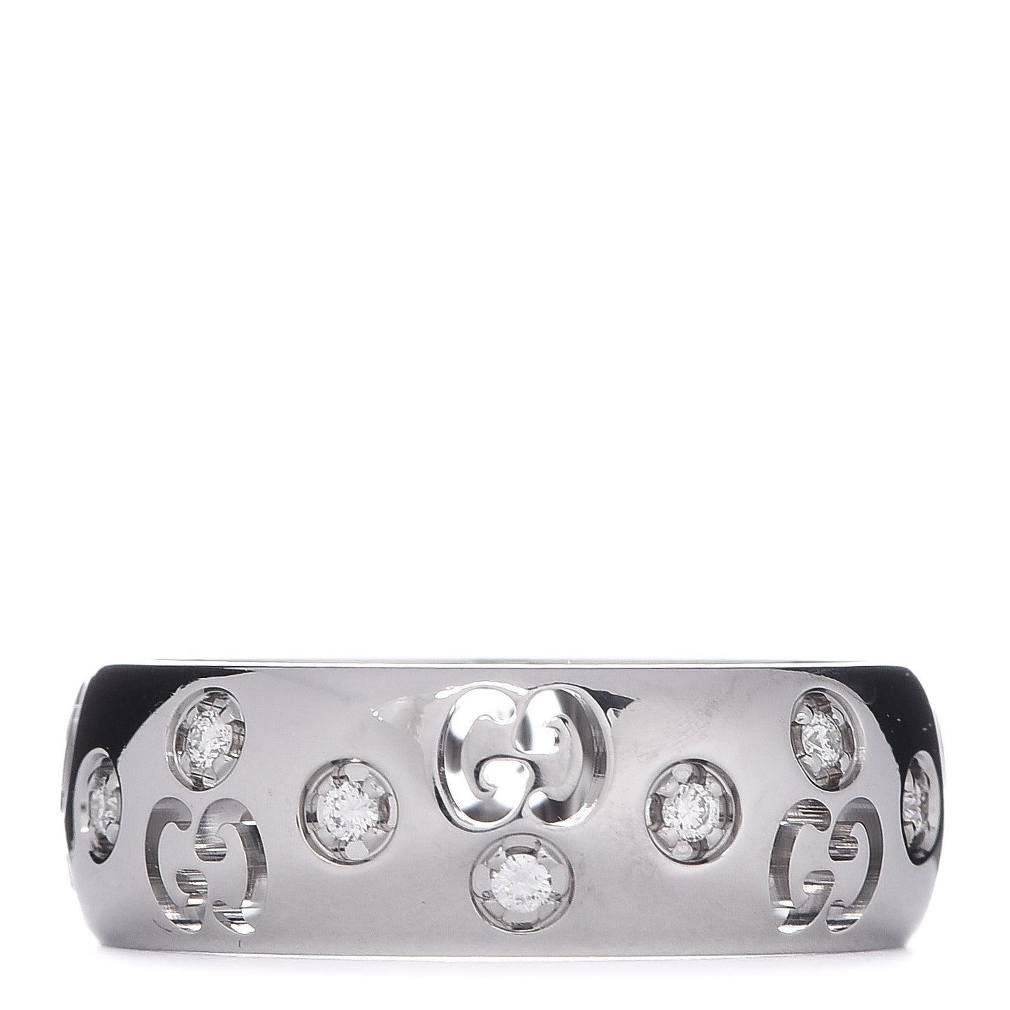 18K White Gold Diamond 6mm Icon Band Ring 51 5.75