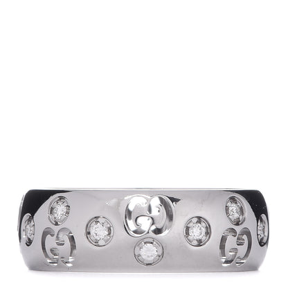 Gucci 18K White Gold Diamond 6mm Icon Band Ring 51 5.75 3 of 5