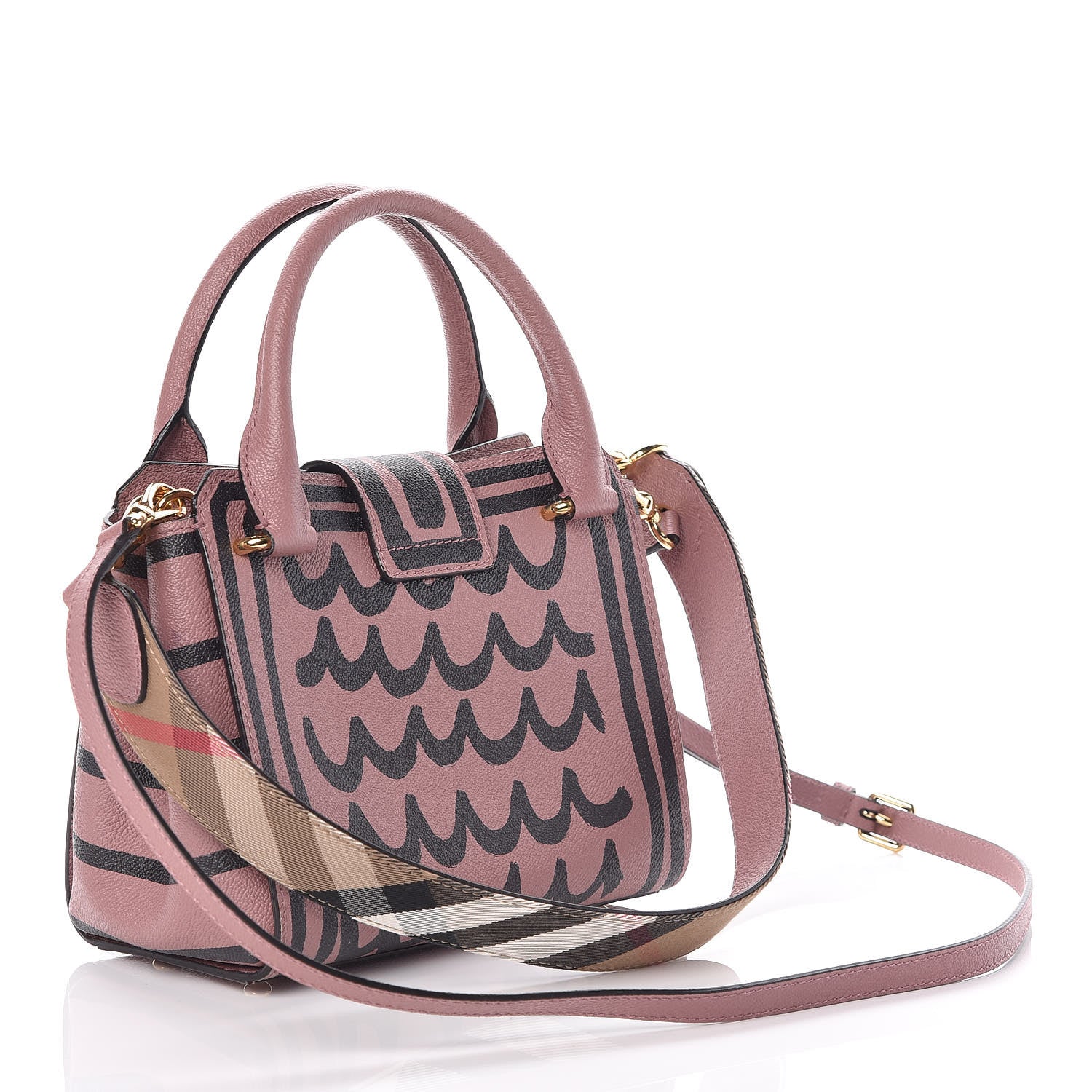 Burberry Soft Grain Calfskin Graphic Print Small Buckle Tote Dusty Pink 5 of 12