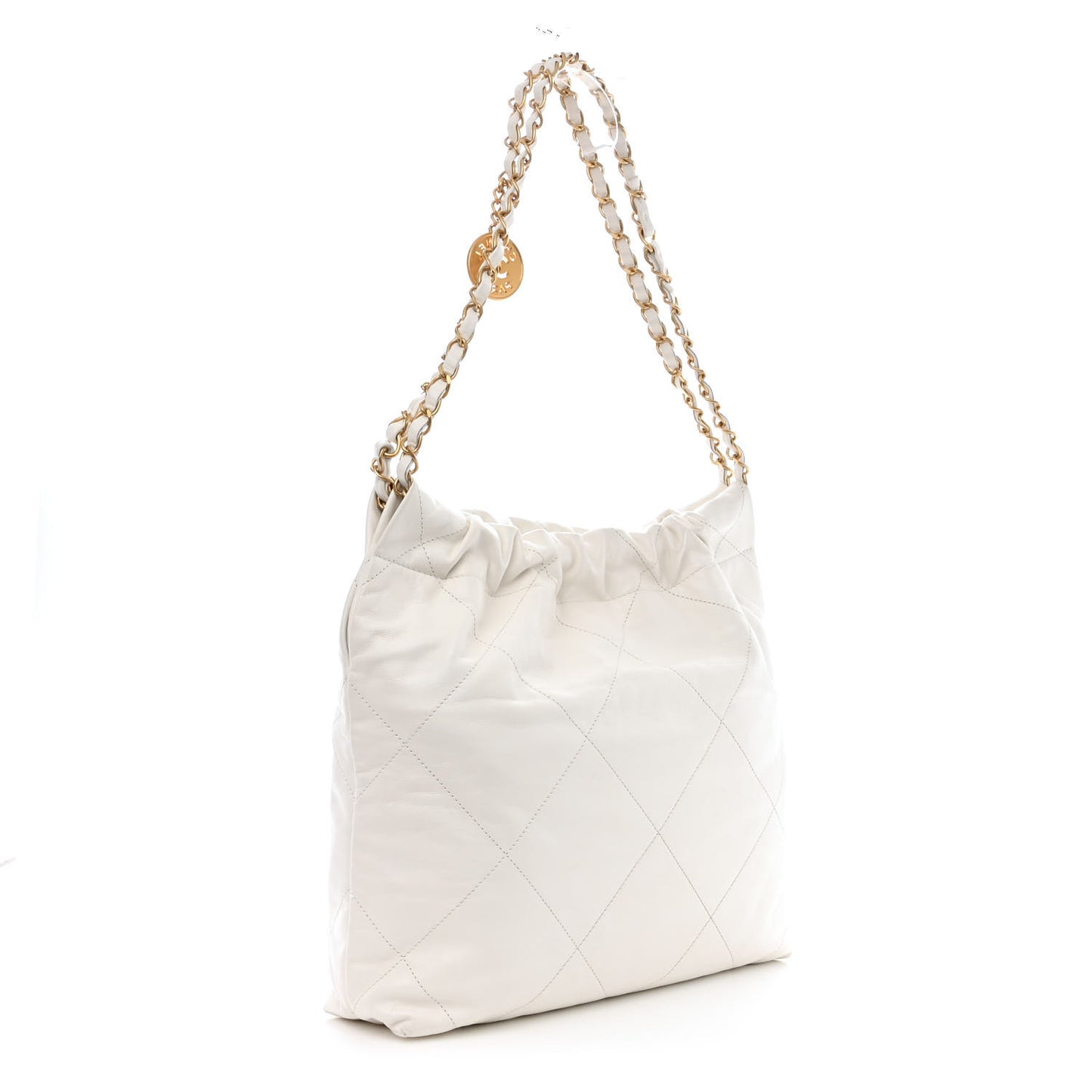Shiny Calfskin Quilted Small Chanel 22 White