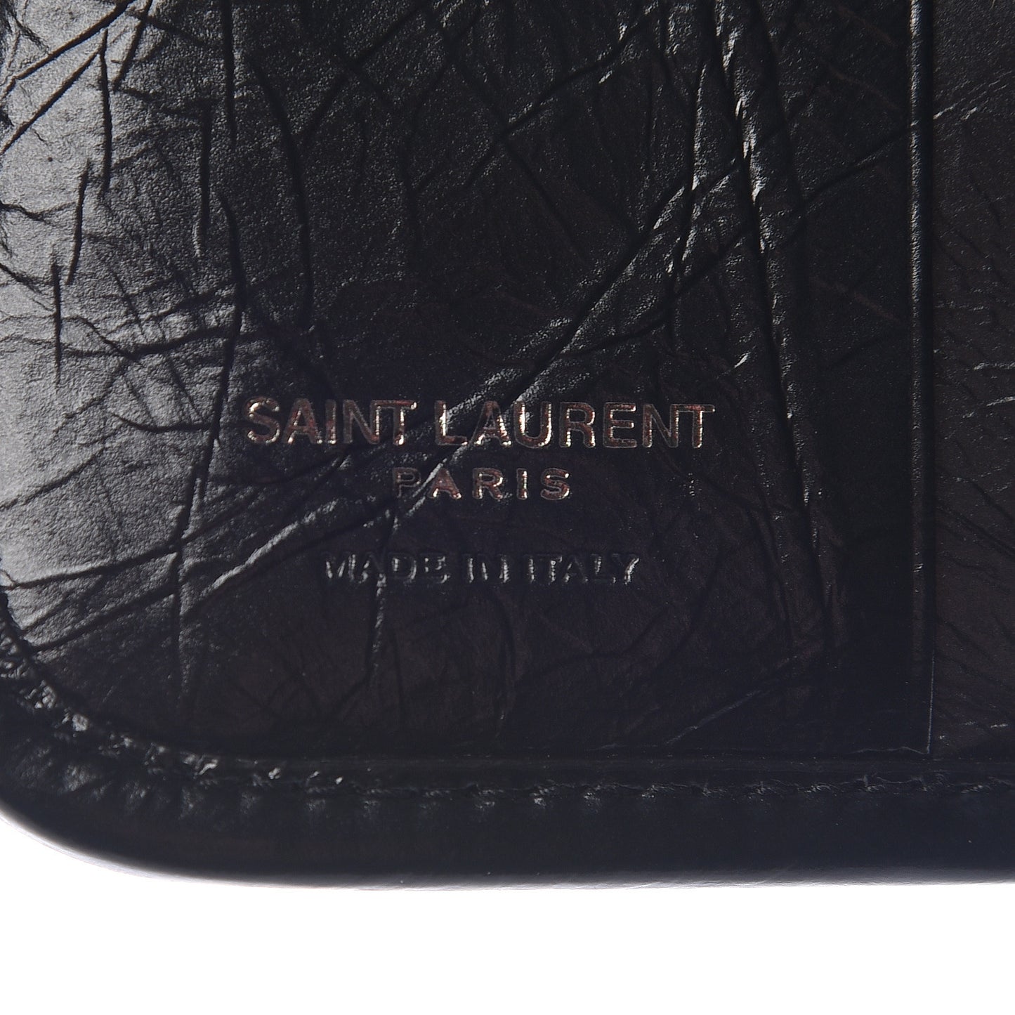Crinkled Calfskin Matelasse Monogram Niki Compact Wallet Black