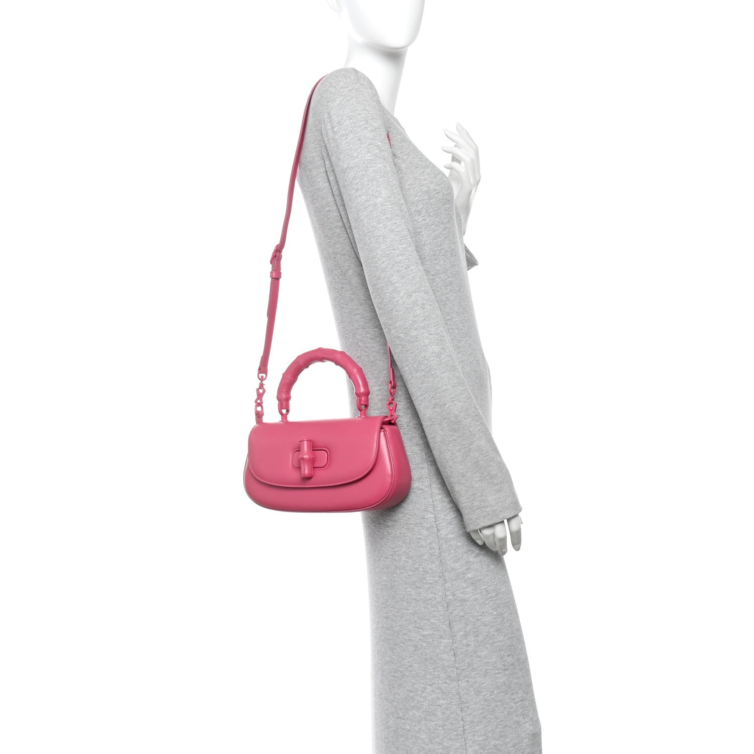 Gucci Calfskin Medium Bamboo Diva Frosted Tulip 2 of 9