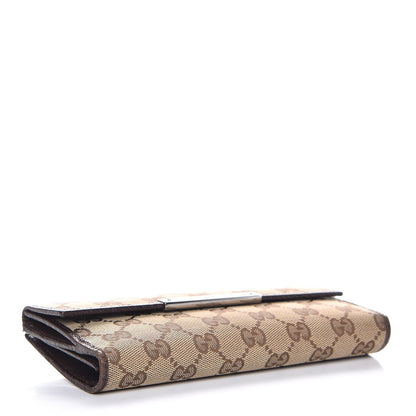 Gucci Monogram Metal Bar Continental Flap Wallet Beige Ebony Dark Brown 4 of 8