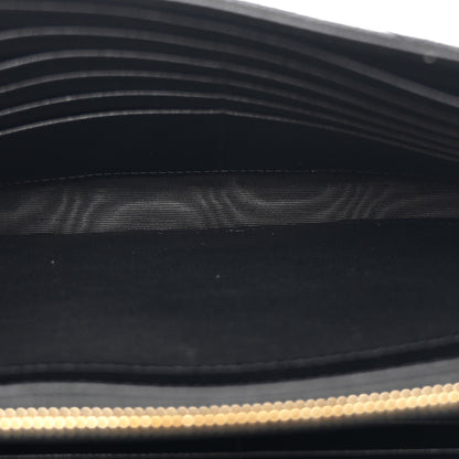 Saint Laurent Grain De Poudre Matelasse Chevron Monogram Chain Wallet Black 5 of 12