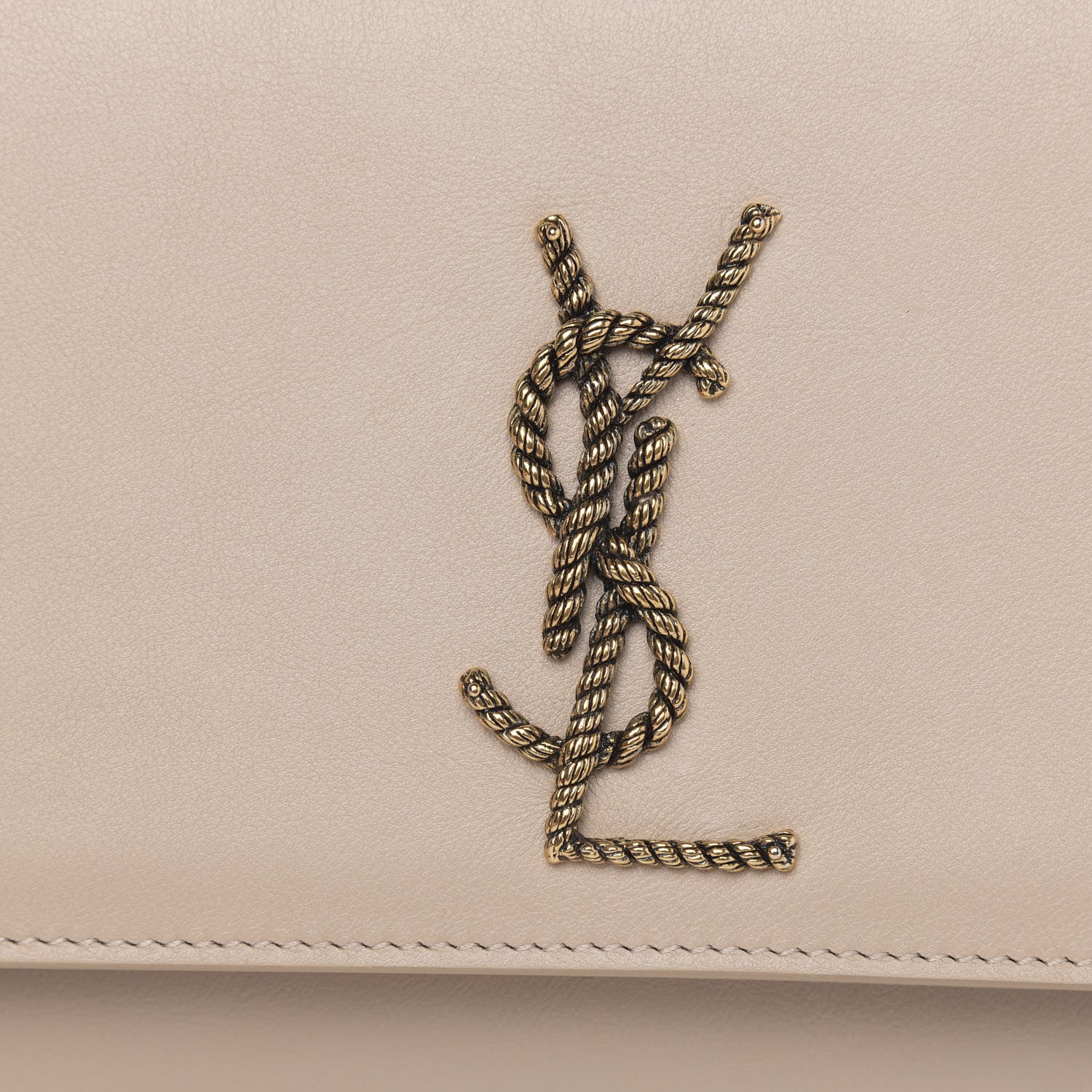 Saint Laurent Smooth Calfskin Medium Braided Monogram Kate Satchel Nude Powder 7 of 12