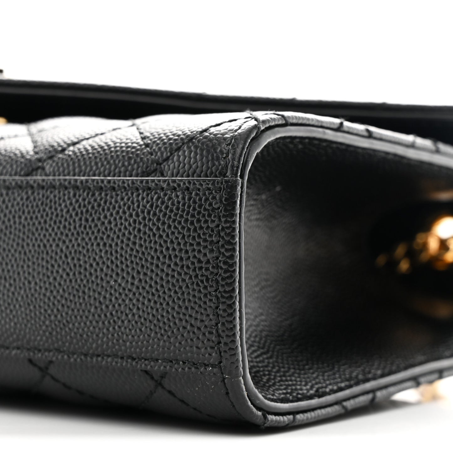 Grain De Poudre Textured Mixed Matelasse Triquilt Small Monogram Satchel Black