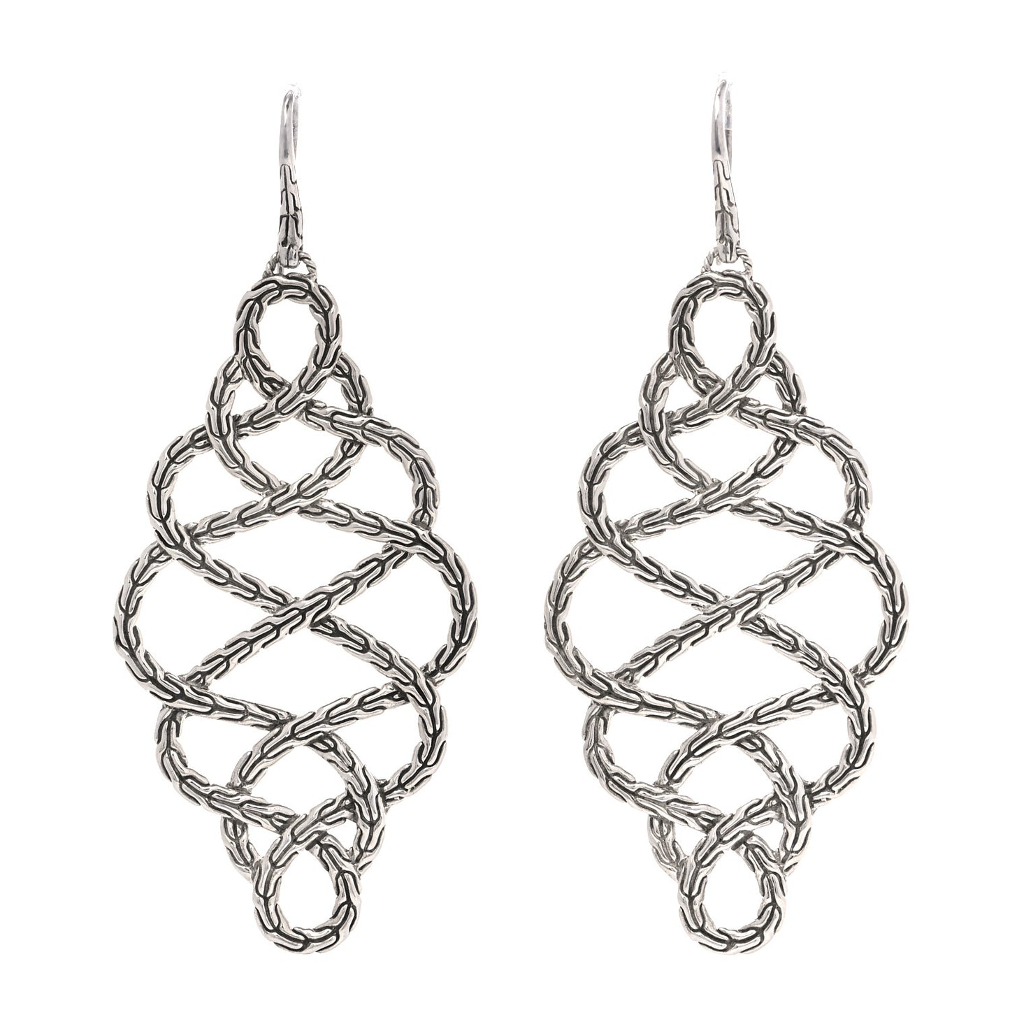 Sterling Silver Classic Chain Braided Drop Earrings