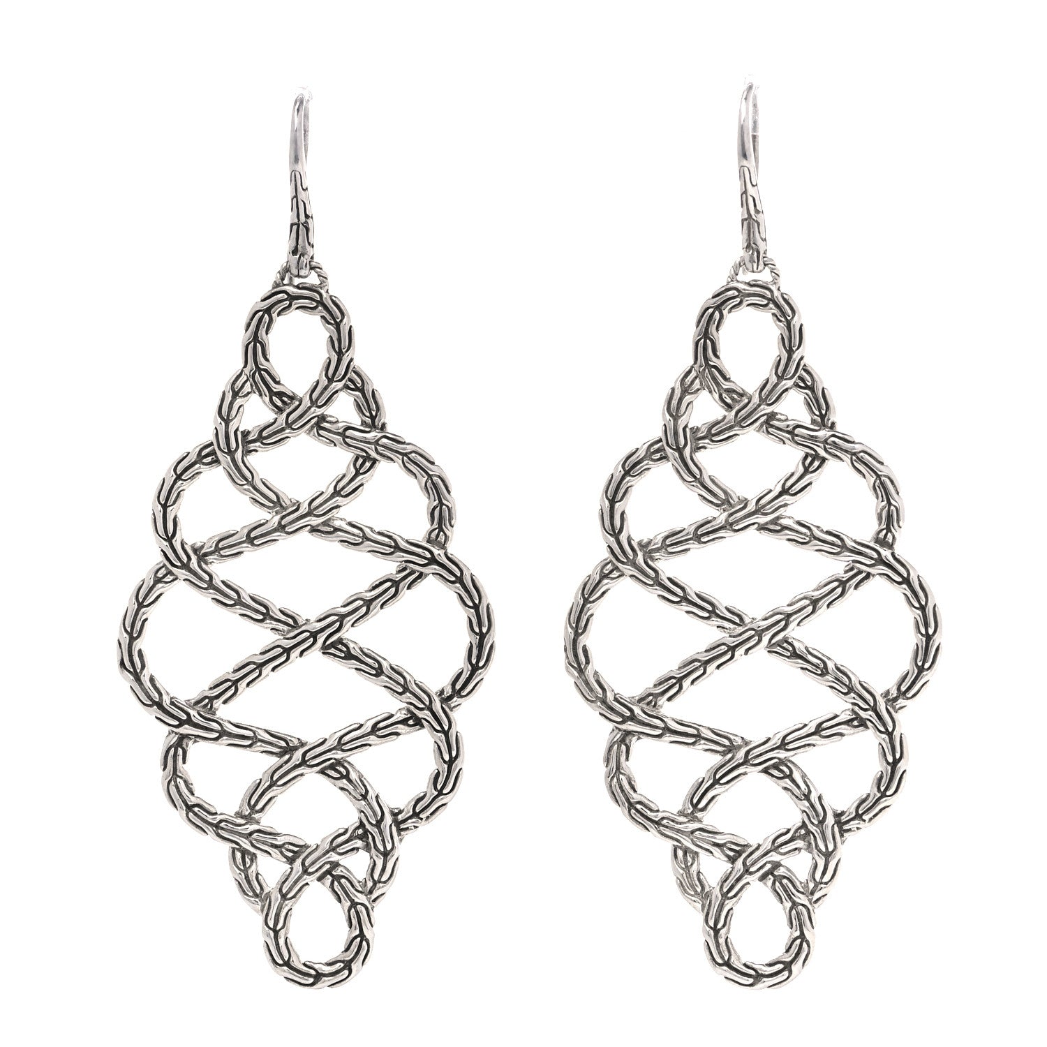 John Hardy Sterling Silver Classic Chain Braided Drop Earrings 1 of 4