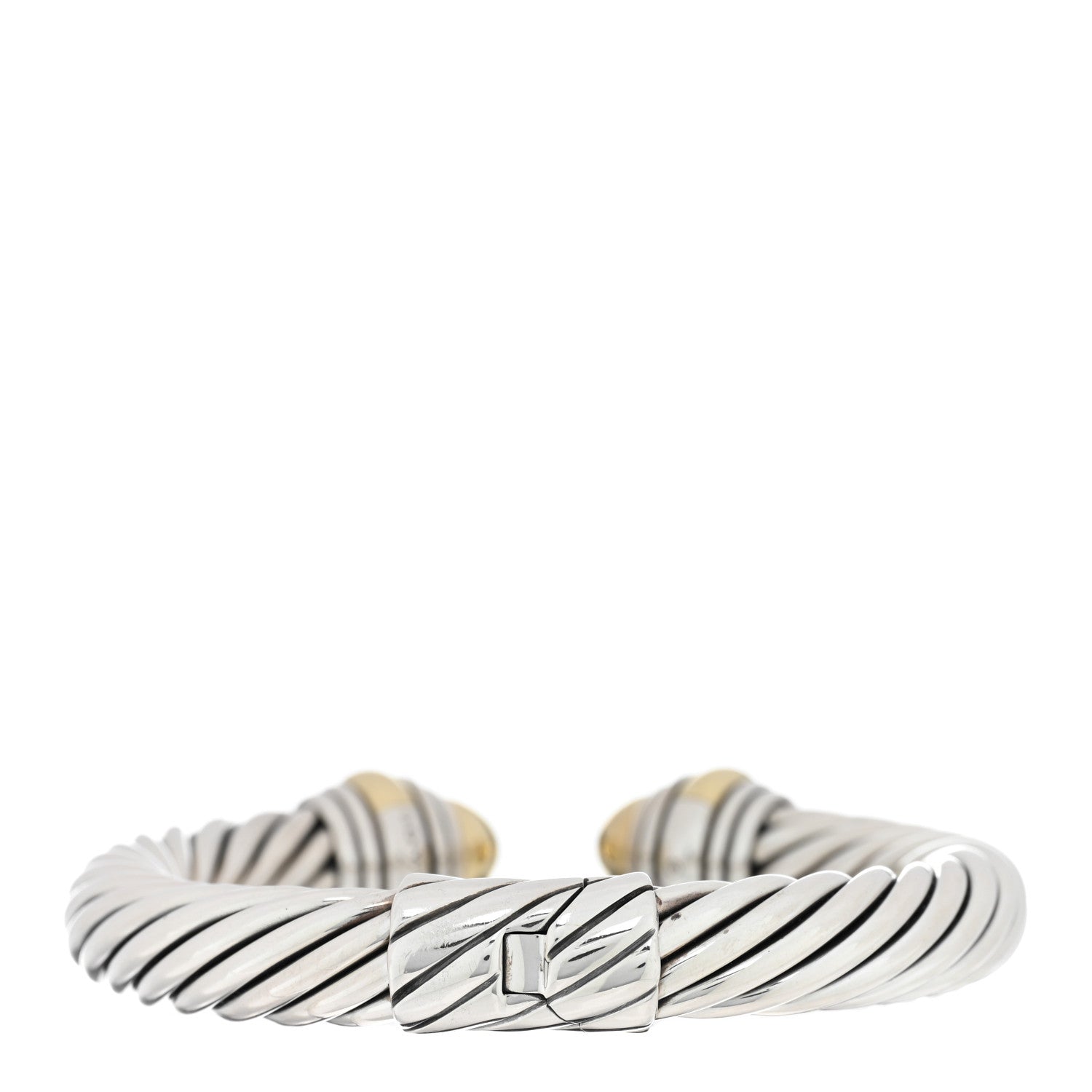 David Yurman Sterling Silver 14K Yellow Gold 10mm Cable Classics Hinged Bracelet 2 of 3