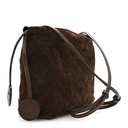 Chanel Suede Quilted Drawstring Clutch With Strap Brown 3 of 11