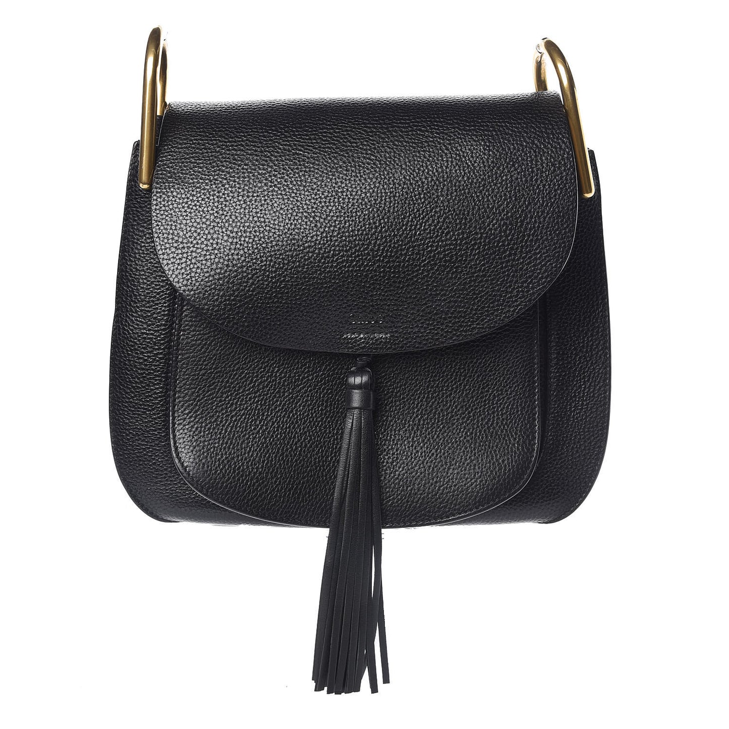 Grained Calfskin Medium Hudson Tassel Shoulder Bag Black