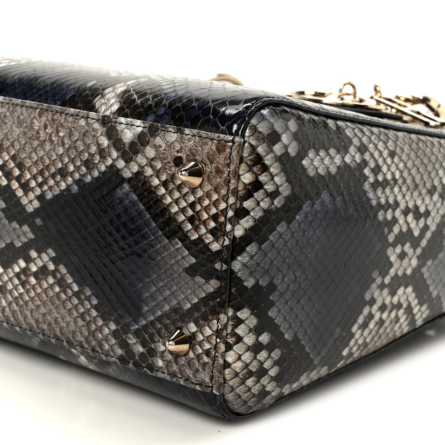 Snakeskin Small Lady Dior Bleu Multicolor