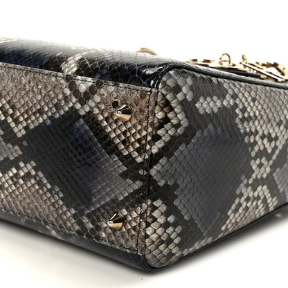 Christian Dior Snakeskin Small Lady Dior Bleu Multicolor 10 of 10