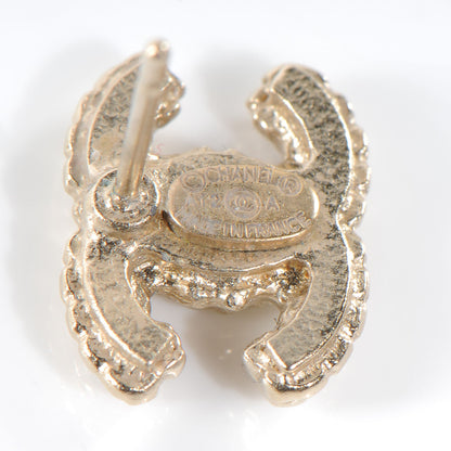 Chanel Crystal CC Pierced Earrings Gold 5 of 6