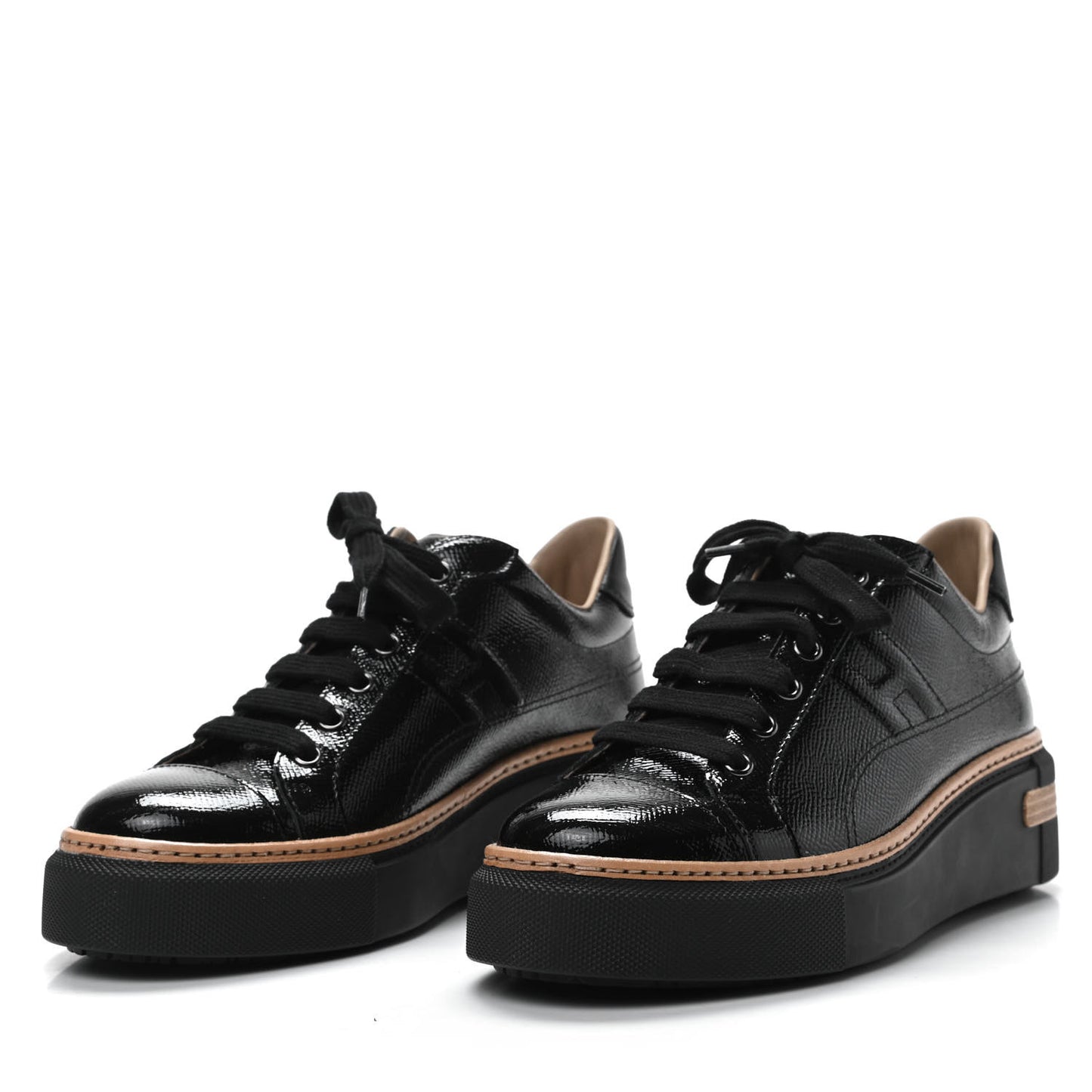 Patent Epsom Womens Polo Sneakers 37 Black
