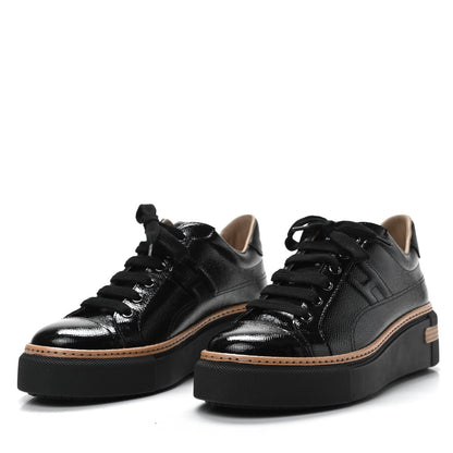 Hermes Patent Epsom Womens Polo Sneakers 37 Black 3 of 9