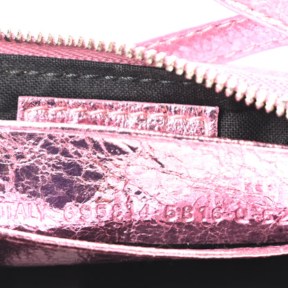 Balenciaga Metallic Agneau Arena Crystal Le Cagole Mini Purse With Chain Met Pink 7 of 11