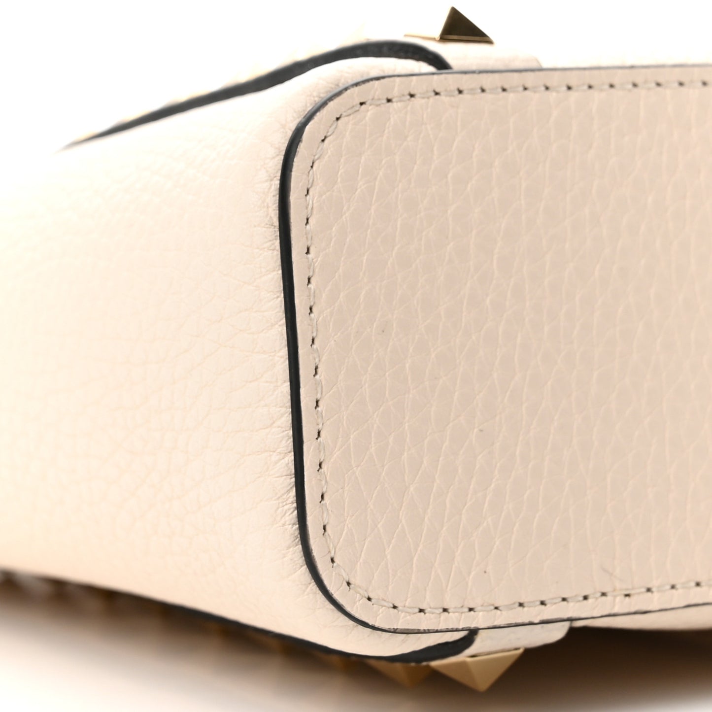 Pebbled Calfskin Rockstud North South Crossbody Bag Light Ivory