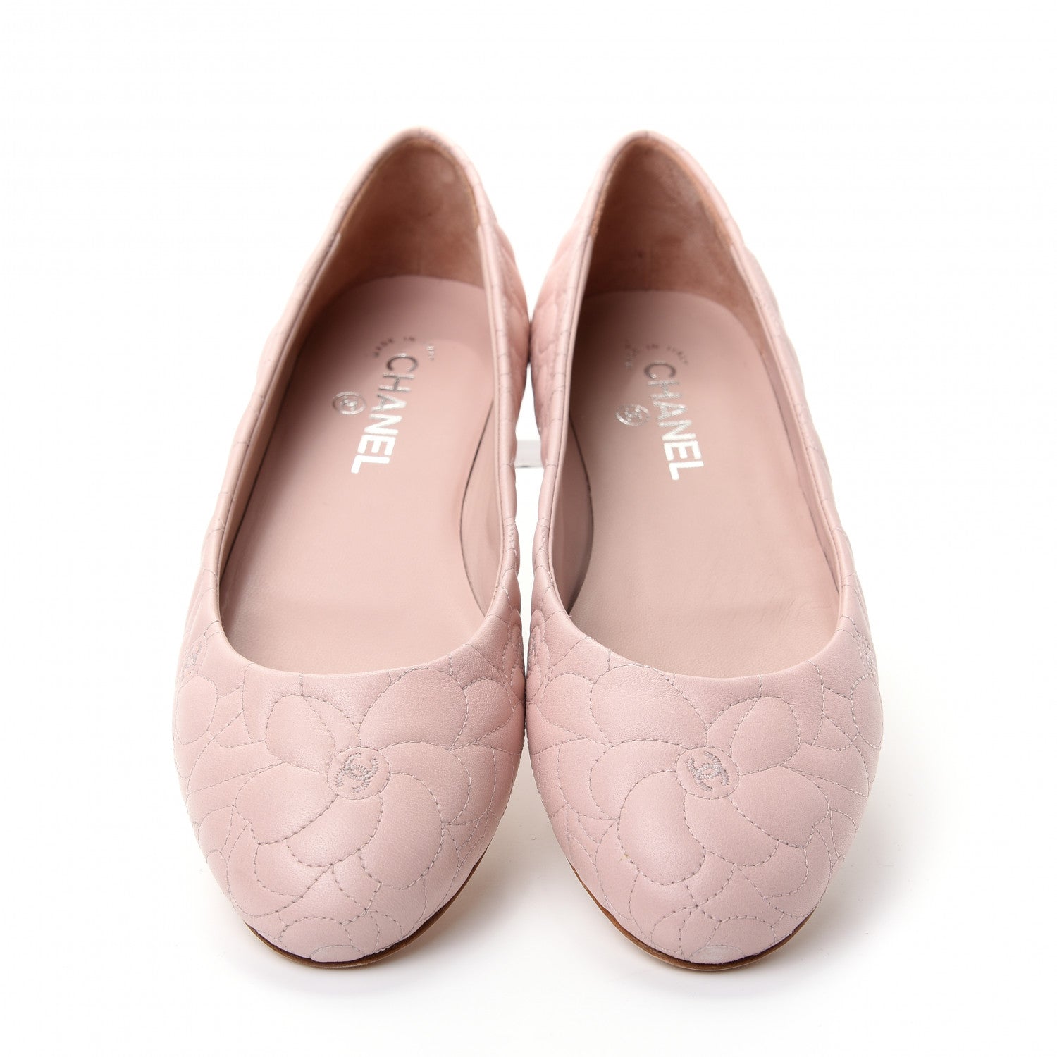 Chanel Lambskin Camellia Embroidered CC Ballerina Flats 41 Light Pink 5 of 10