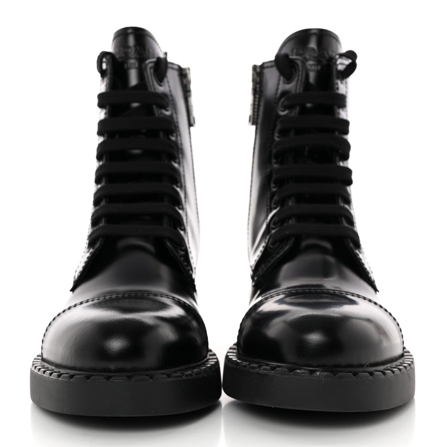 Prada Spazzolato Chocolate 50mm Combat Boots 36 Black 2 of 10