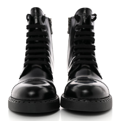 Prada Spazzolato Chocolate 50mm Combat Boots 36 Black 2 of 10