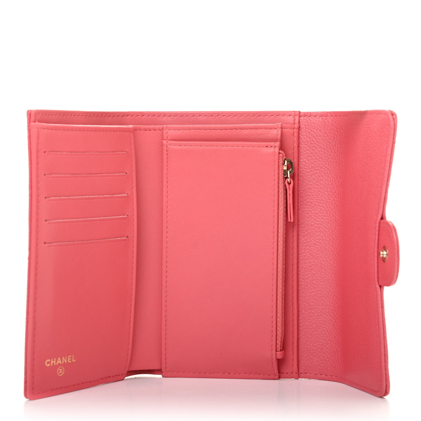Caviar Quilted Medium Flap Wallet Pink