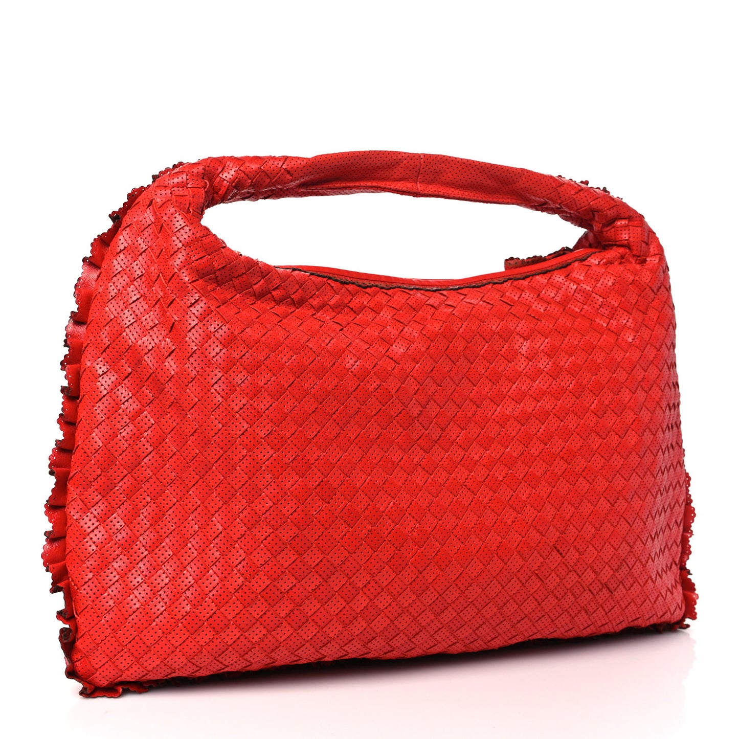 Nappa Intrecciato Fringe Large Veneta Hobo Rosso