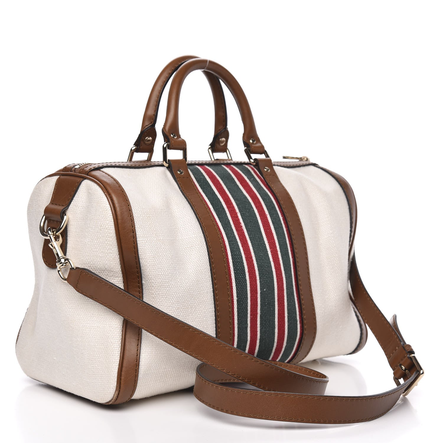Gucci Canvas Vintage Web Medium Boston Off White 3 of 16