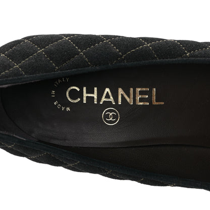 Chanel Wool Patent Quilted CC Cap Toe Pumps 41 Black 7 of 8