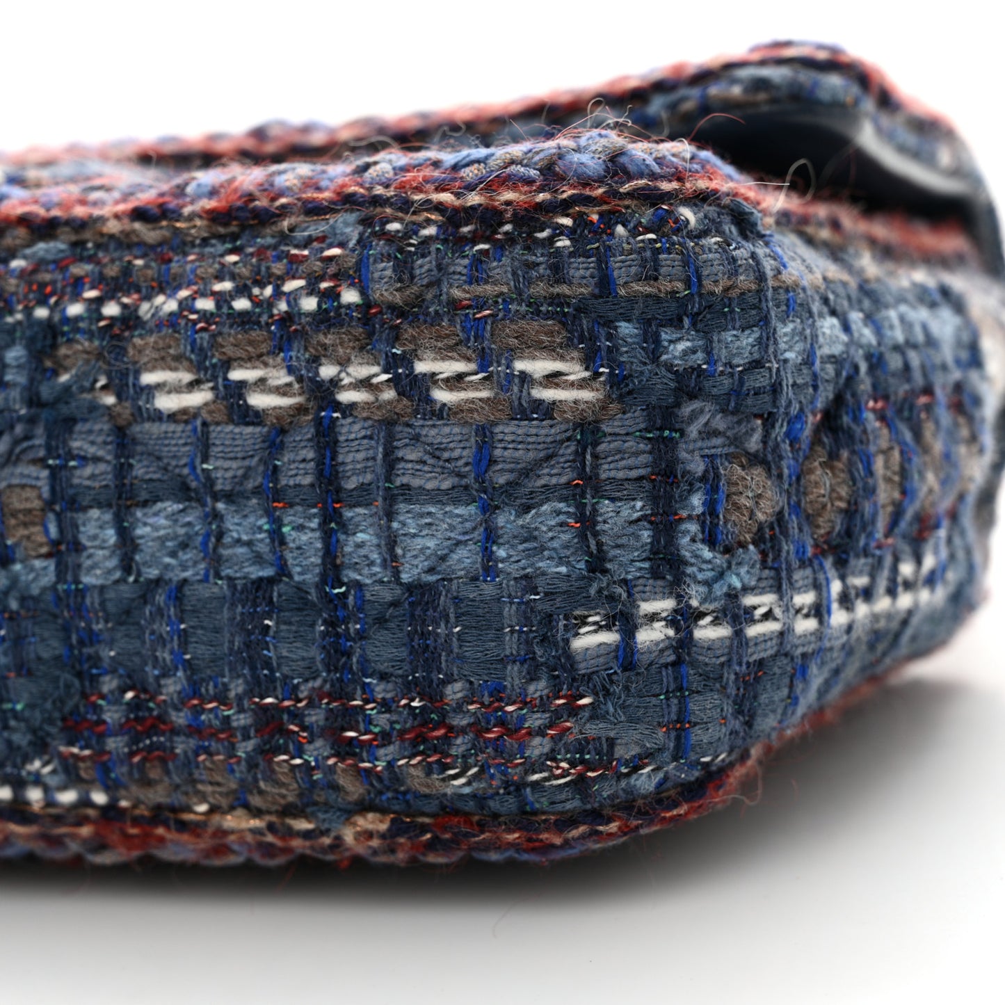 Tweed Braid Medium Flap Navy Blue Multicolor