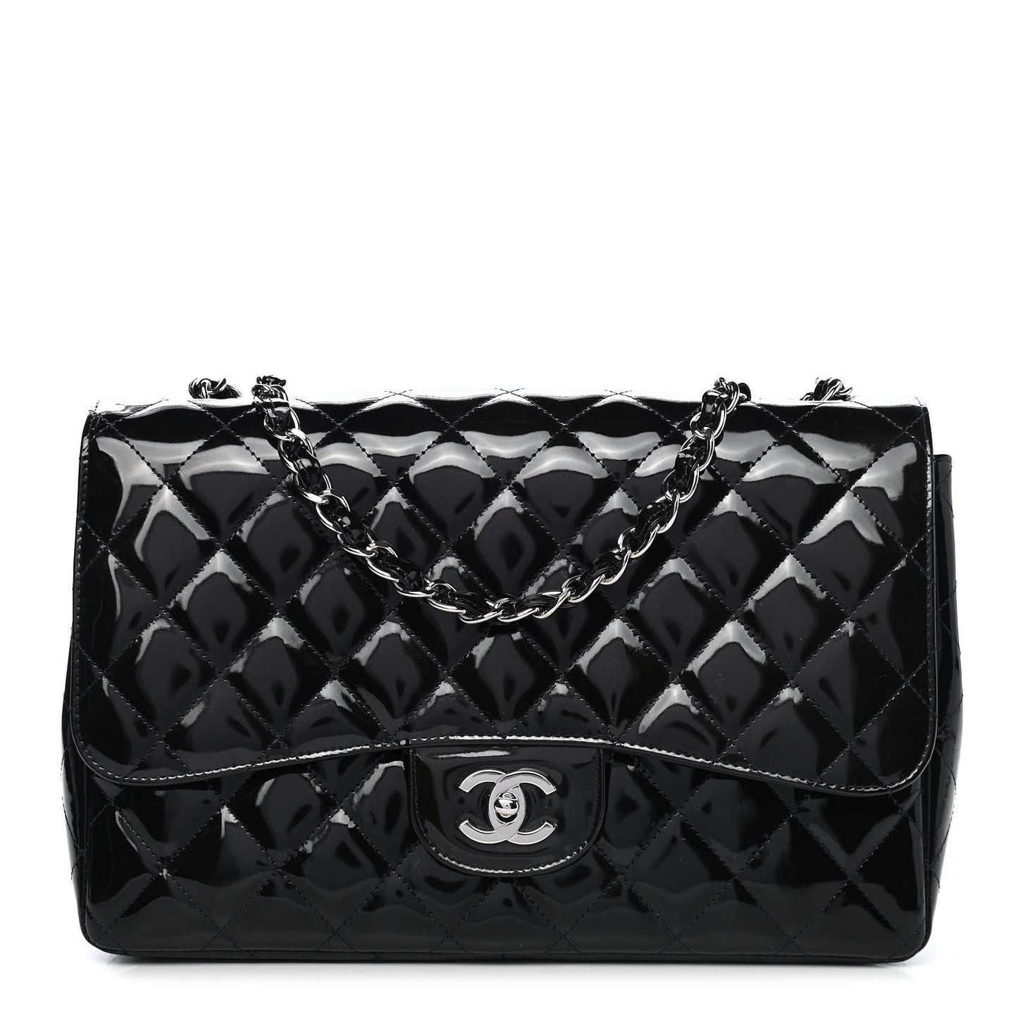 Patent Quilted Mobile Art Jumbo Single Flap Navy
